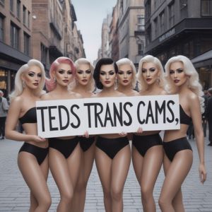 Close-up of transgender cam performer